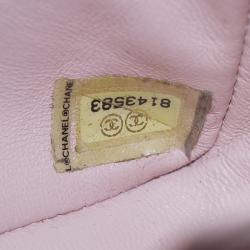 Pre Owned Chanel Pink Tweed Small Classic Flap Shoulder Bag