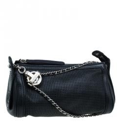 مملوكة مسبقًا Chanel Black Perforated Leather Pulley Camera Case Shoulder Bag
