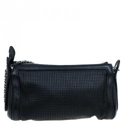 مملوكة مسبقًا Chanel Black Perforated Leather Pulley Camera Case Shoulder Bag