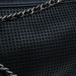 مملوكة مسبقًا Chanel Black Perforated Leather Pulley Camera Case Shoulder Bag