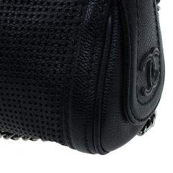 مملوكة مسبقًا Chanel Black Perforated Leather Pulley Camera Case Shoulder Bag