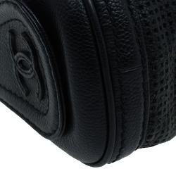 مملوكة مسبقًا Chanel Black Perforated Leather Pulley Camera Case Shoulder Bag