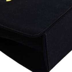 Pre Owned Chanel Black Satin Party Vintage Top Handle Bag