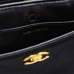 Pre Owned Chanel Black Satin Party Vintage Top Handle Bag