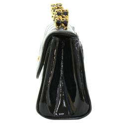 Pre Owned Chanel Black Quilted Patent Leather Mini Party Top Handle Bag
