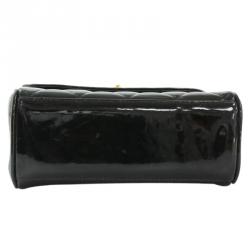 Pre Owned Chanel Black Quilted Patent Leather Mini Party Top Handle Bag