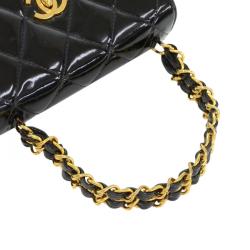 Pre Owned Chanel Black Quilted Patent Leather Mini Party Top Handle Bag