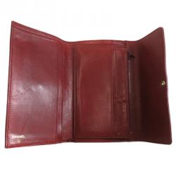 مملوكة مسبقًا Chanel Burgundy Leather CC Bi-Fold Wallet