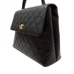 Pre Owned Chanel Vintage Black Metalasse Caviar Leather Top Handle Bag