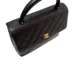 Pre Owned Chanel Vintage Black Metalasse Caviar Leather Top Handle Bag