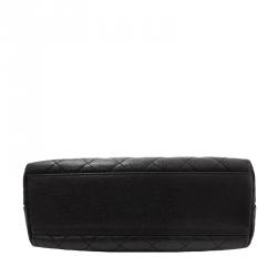 Pre Owned Chanel Vintage Black Metalasse Caviar Leather Top Handle Bag