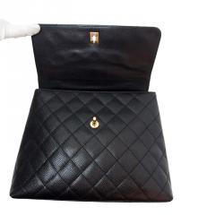 Pre Owned Chanel Vintage Black Metalasse Caviar Leather Top Handle Bag