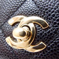 Pre Owned Chanel Vintage Black Metalasse Caviar Leather Top Handle Bag