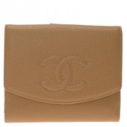 Chanel Beige Caviar Timeless CC French Wallet Chanel