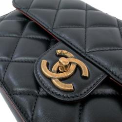 Pre Owned Chanel Black Quilted Lambskin Flap Bag