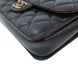 Pre Owned Chanel Black Quilted Lambskin Flap Bag