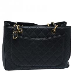 مملوكة مسبقًا Chanel Black Quilted Caviar Grand Shopping Tote