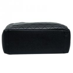 مملوكة مسبقًا Chanel Black Quilted Caviar Grand Shopping Tote