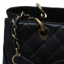 مملوكة مسبقًا Chanel Black Quilted Caviar Grand Shopping Tote