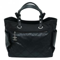 Pre Owned حقيبة يد شانيل شوبينغ غراند بياريتس باريس كانفاس مقوى مبطن أسود