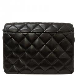 Pre Owned Chanel Black Quilted Lambskin Flap Bag