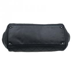 Pre Owned حقيبة كتف شانيل جلد أسود مبطن بخياطة عريضة وسلسلة