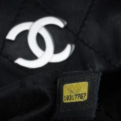 Pre Owned حقيبة كتف شانيل جلد أسود مبطن بخياطة عريضة وسلسلة