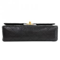 Pre Owned Chanel Black Quilted Lambskin Small Vintage Classic Double Flap Bag