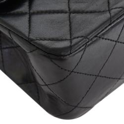 Pre Owned Chanel Black Quilted Lambskin Small Vintage Classic Double Flap Bag