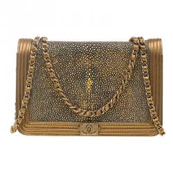 Chanel Gold Stingray and Leather Boy WOC Clutch Bag Chanel
