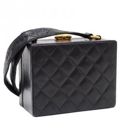 Pre Owned حقيبة شانيل فينتدج بوكس جلد خروف مبطن سوداء