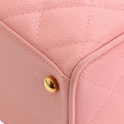 Pre Owned Chanel Pink Quilted Caviar Small CC Bowling Bag