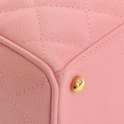 Pre Owned Chanel Pink Quilted Caviar Small CC Bowling Bag