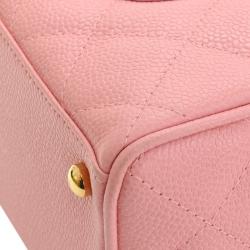 Pre Owned Chanel Pink Quilted Caviar Small CC Bowling Bag