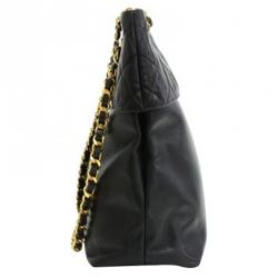 Pre Owned Chanel Black Lambskin Leather Large Flap Shopper Tote