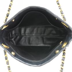 Pre Owned Chanel Black Lambskin Leather Large Flap Shopper Tote