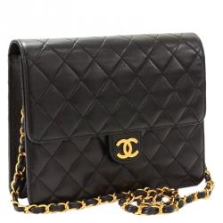 Pre Owned Chanel Black Quilted Leather Mini Square Flap Bag