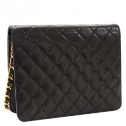 Pre Owned Chanel Black Quilted Leather Mini Square Flap Bag