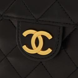 Pre Owned Chanel Black Quilted Leather Mini Square Flap Bag