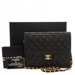 Pre Owned Chanel Black Quilted Leather Mini Square Flap Bag