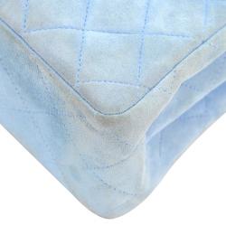 Pre Owned Chanel Light Blue Quilted Suede Mini Flap Bag