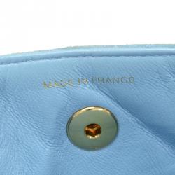 Pre Owned Chanel Light Blue Quilted Suede Mini Flap Bag