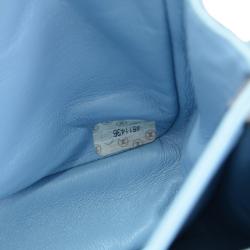 Pre Owned Chanel Light Blue Quilted Suede Mini Flap Bag