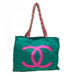 Chanel Vintage Lipstick Tote Bag in Pink Red With CC Logo