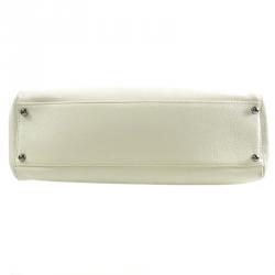 Pre Owned Chanel White Leather Reissue Cerf Shopping Tote