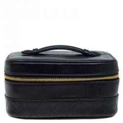 Chanel Black Quilted Leather Vanity Case