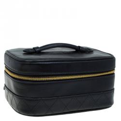 Chanel Black Quilted Leather Vanity Case