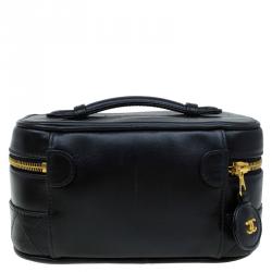 Chanel Black Quilted Leather Vanity Case