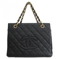 مملوكة مسبقًا Chanel Black Quilted Caviar Leather Petite Shopping Tote