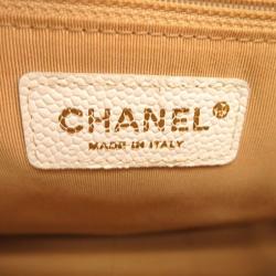 Pre Owned Chanel Beige Quilted Caviar Leather Petite Shopping Tote